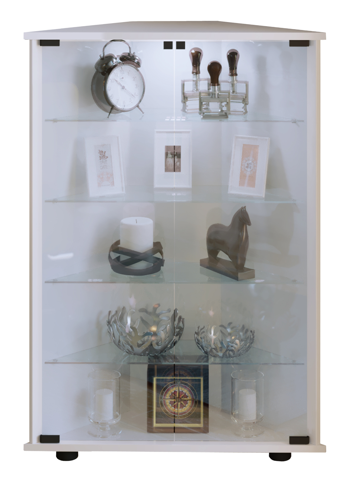 Standvitrine - weiß - 68 cm breit