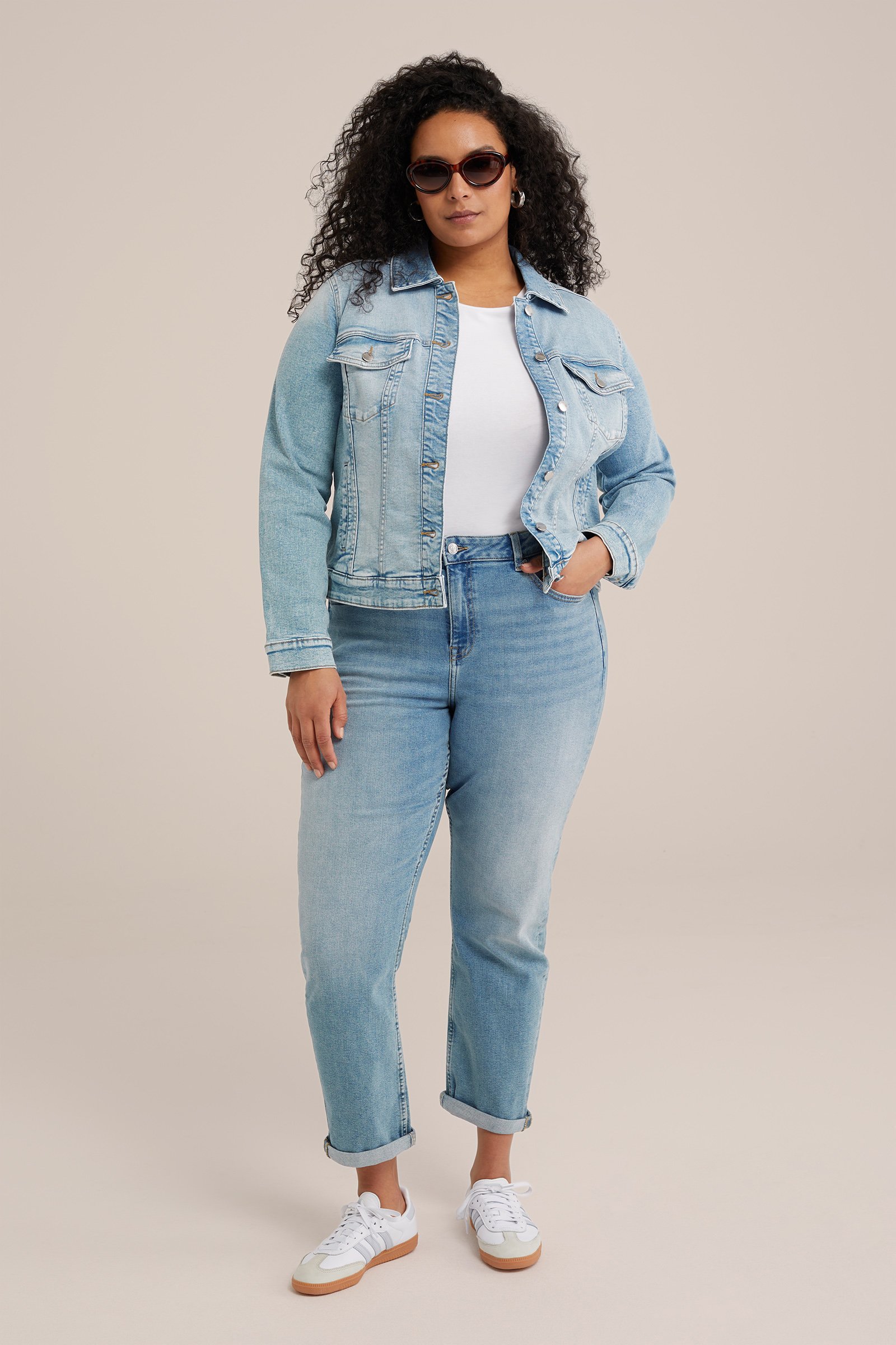 denim jack met comfortstretch - Curve Blue Ridge Blauw