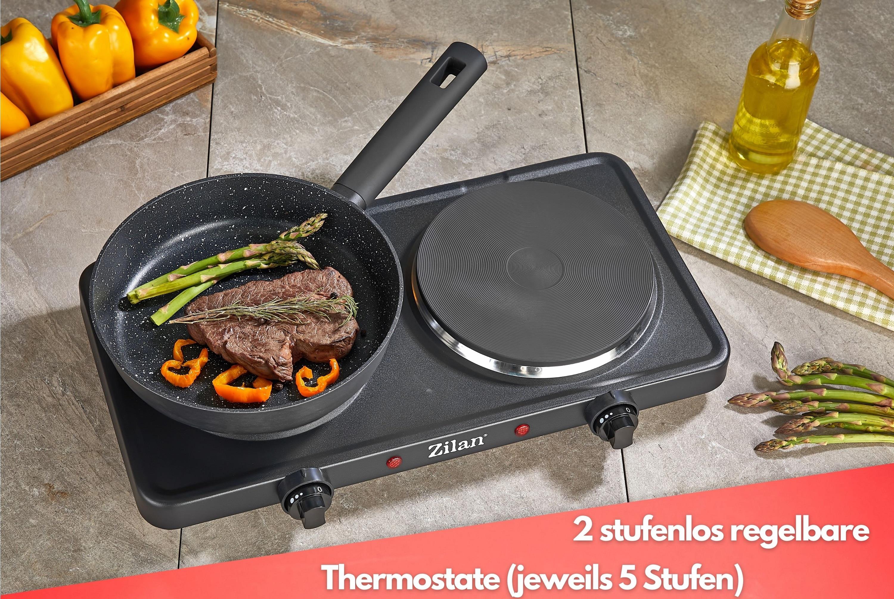 Zilan Doppelkochplatte schwarz 2250W Robust Camping geeignet 5 Stufen