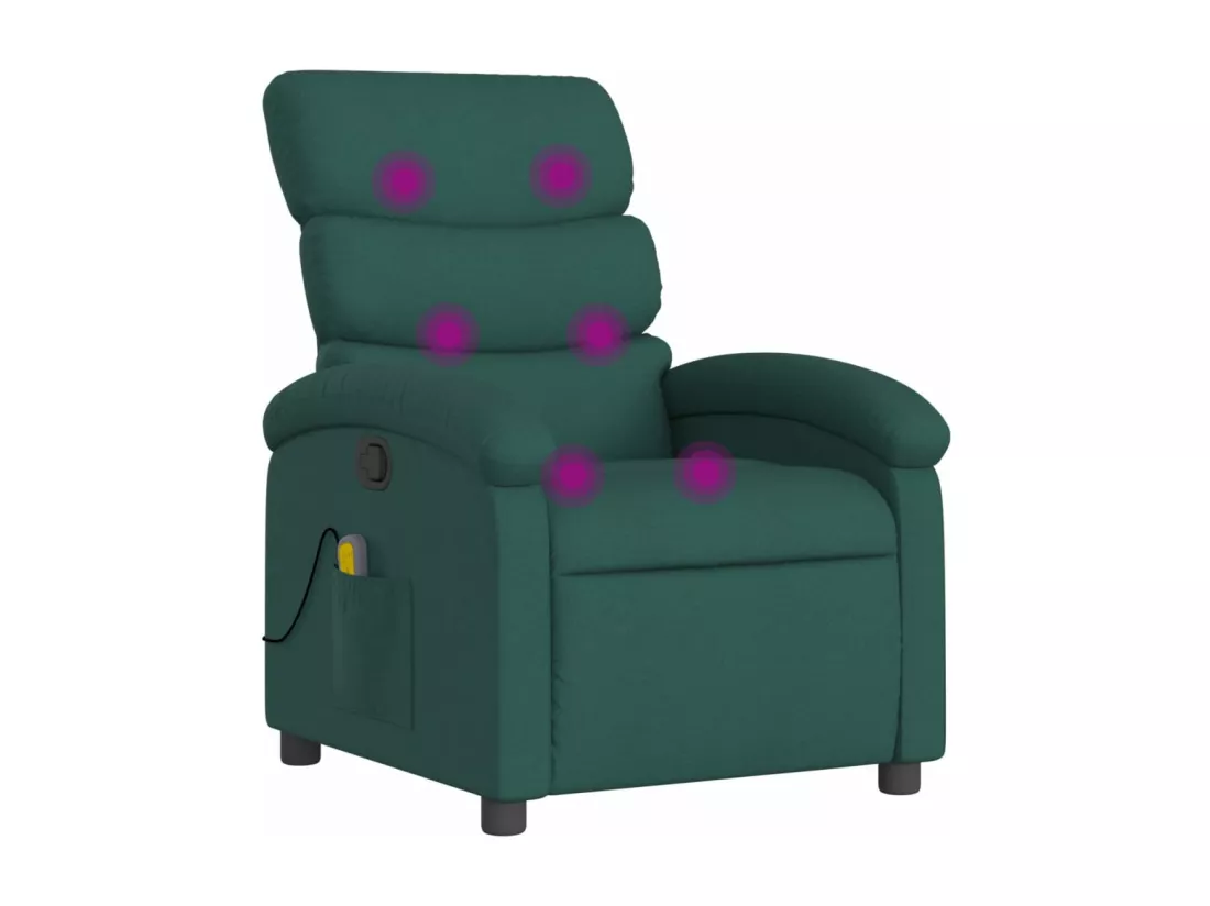 Fauteuil massant inclinable Vert foncé Tissu