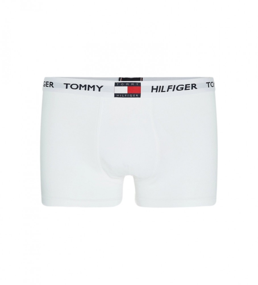 Cueca boxer Tommy Hilfiger com logo, tamanho 85, branca.