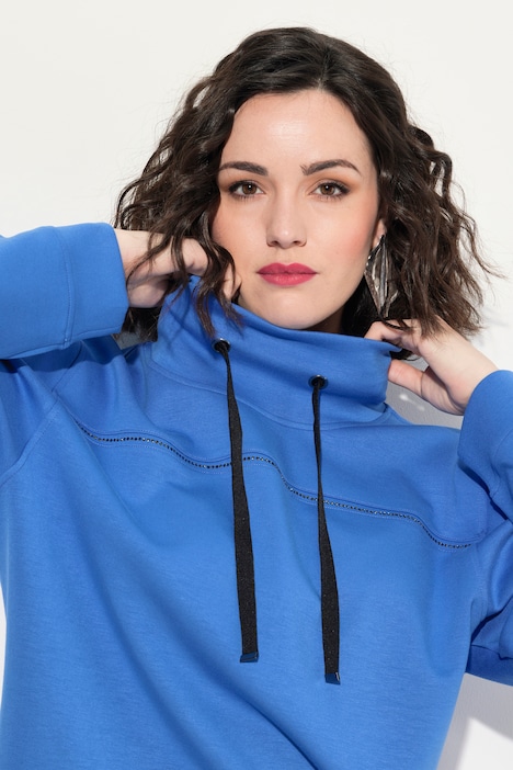 Sweatshirt, Ziersteine, Classic, Stehkragen, 3/4-Arm