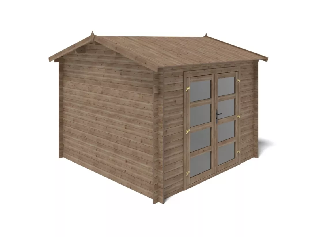Abri de jardin en bois - 9m2 - 3x3m - Traité - Ep. 28mm - Couleur: marron - DOM676 - ALTANKA