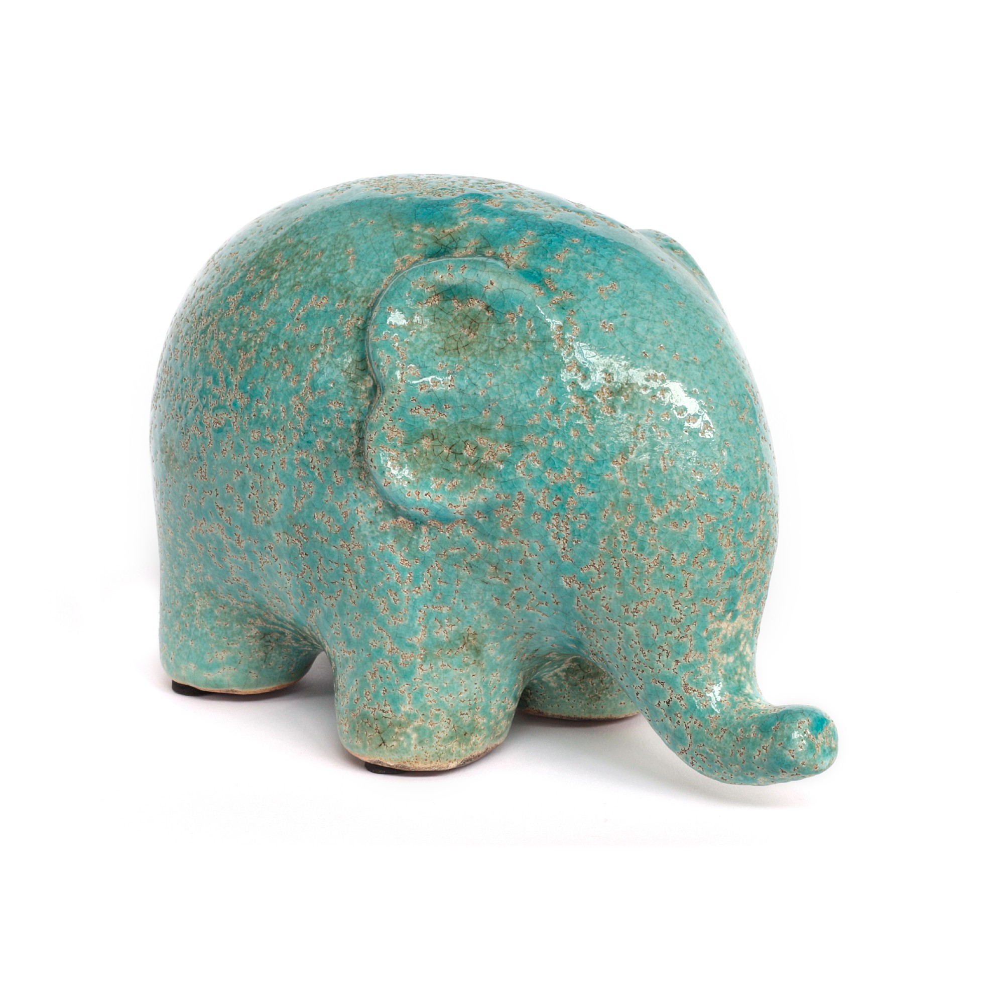 Keramikelefant, blau, T 20 cm, B 10,5 cm, H 11,5 cm von fischer's lagerhaus