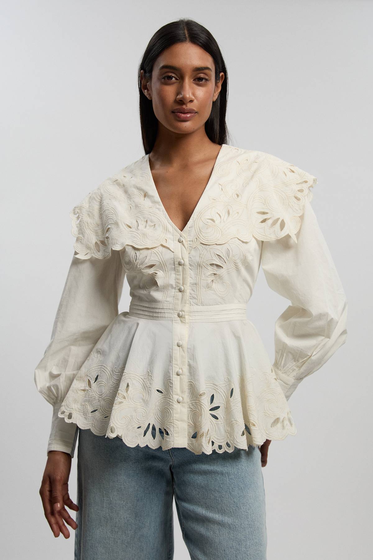 KarenMillen Chemisier Tissé À Détails Col Boutonné Et Broderie Ajourée