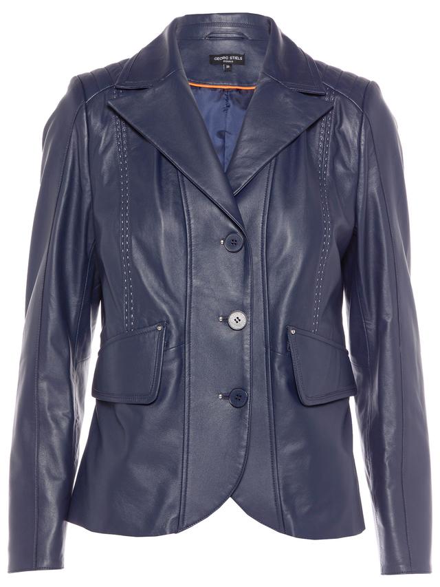 Lederblazer mit Kontraststeppung