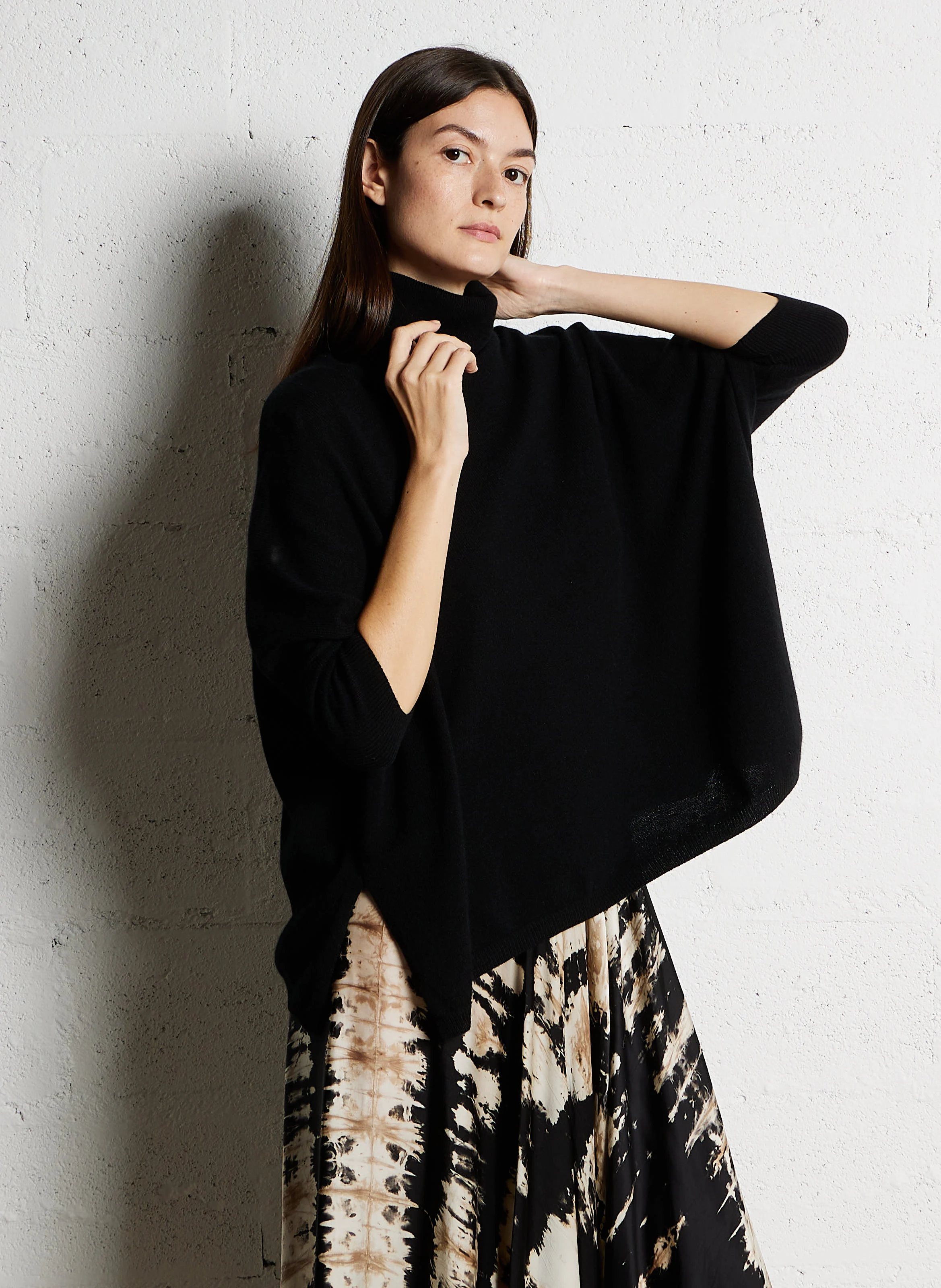 MINIE TURTLE - Pull col roulé en cachemire | Noir