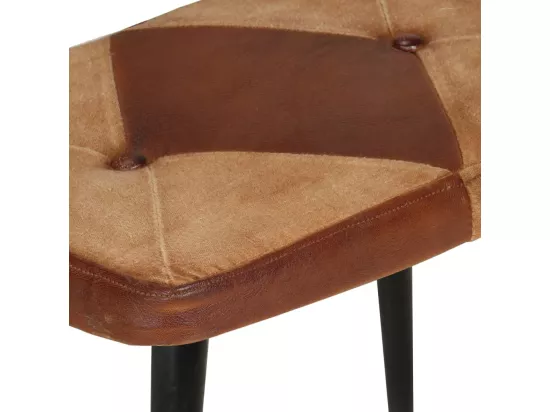 Chaise à bascule et repose-pieds Marron Cuir véritable et toile