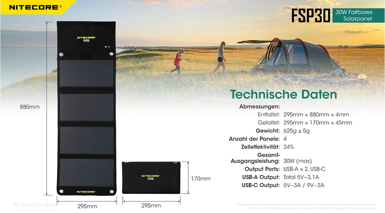 Nitecore faltbares Solarpanel FSP30 30W