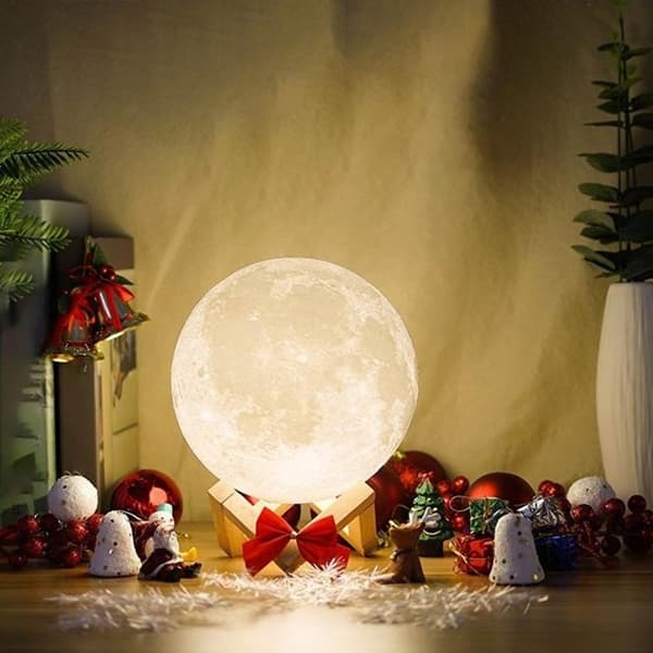 Lampe - Moon Lamp / Månelampe - 8cm - Justerbar farge