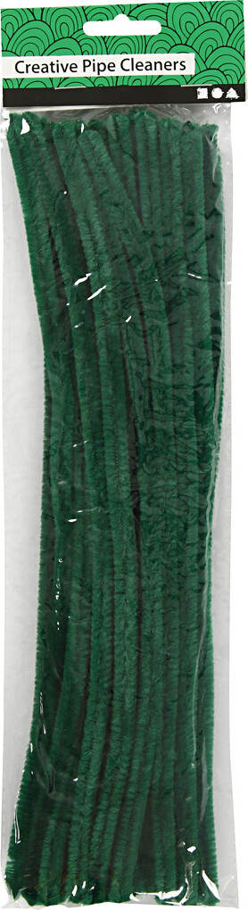 Chenille - L 30 CM - Tykkelse 9 MM - Mørk Grøn - 25 Stk