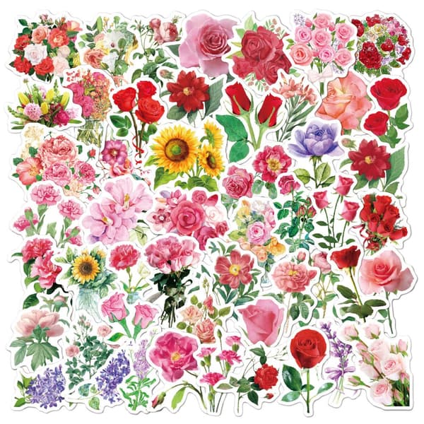 INF Klistremerker Blomster og blader 50-pakk Flerfarget