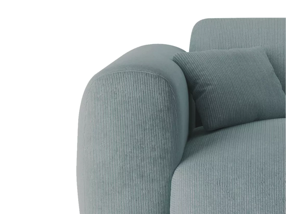 Grand canapé d'angle gauche en tissu texturé bleu POGNI de Maison Céphy