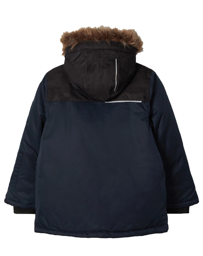 Funktions-Winterjacke NKMSNOW10 mit Kunstfellbesatz in dunkelblau