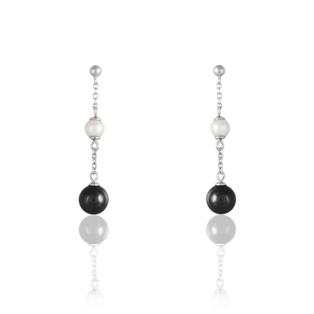 Boucles D'oreilles Pendantes Lucia Cera Argent Blanc Perle De Culture