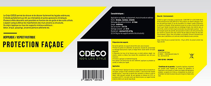 Crépi extérieur CDéco Blanc Rustique Performance 5kg