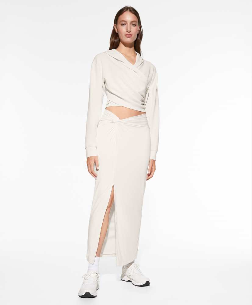 Moletom cropped com estampa cruzada em modal