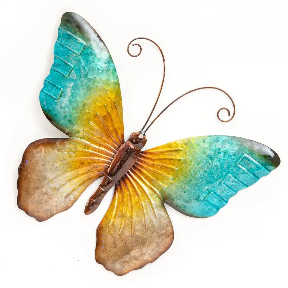 Anna's Collection Tuindecoratie vlinder - blauw - 44 x 32 cm