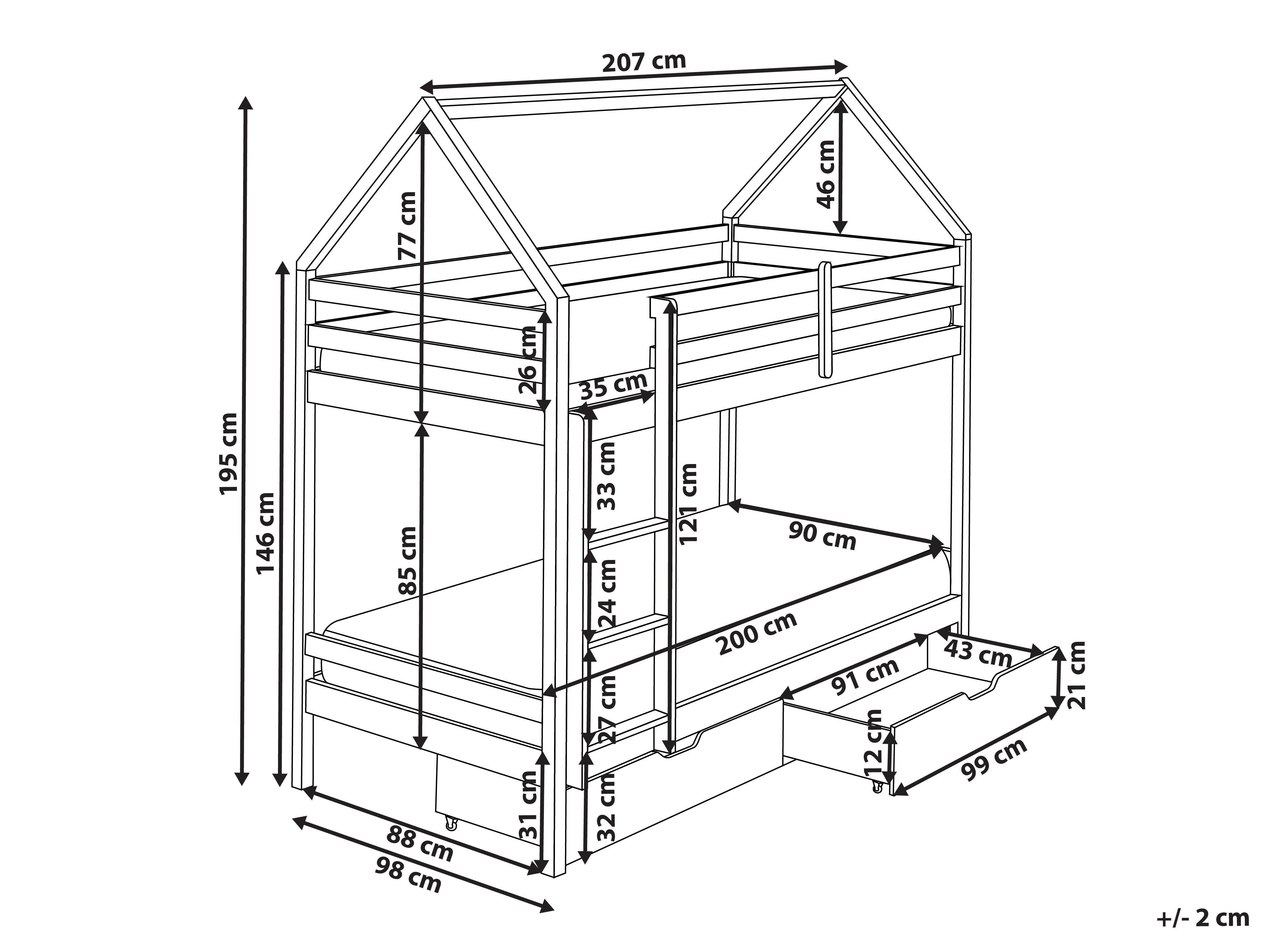 Hoogslaper met laden Huis Dennenhout TERNAS 90 x 200 cm Roze