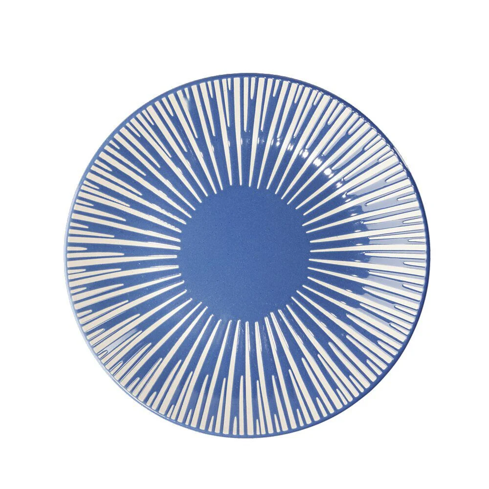 Assiette à dessert Rio en faïence bleu et blanc Ø19cm