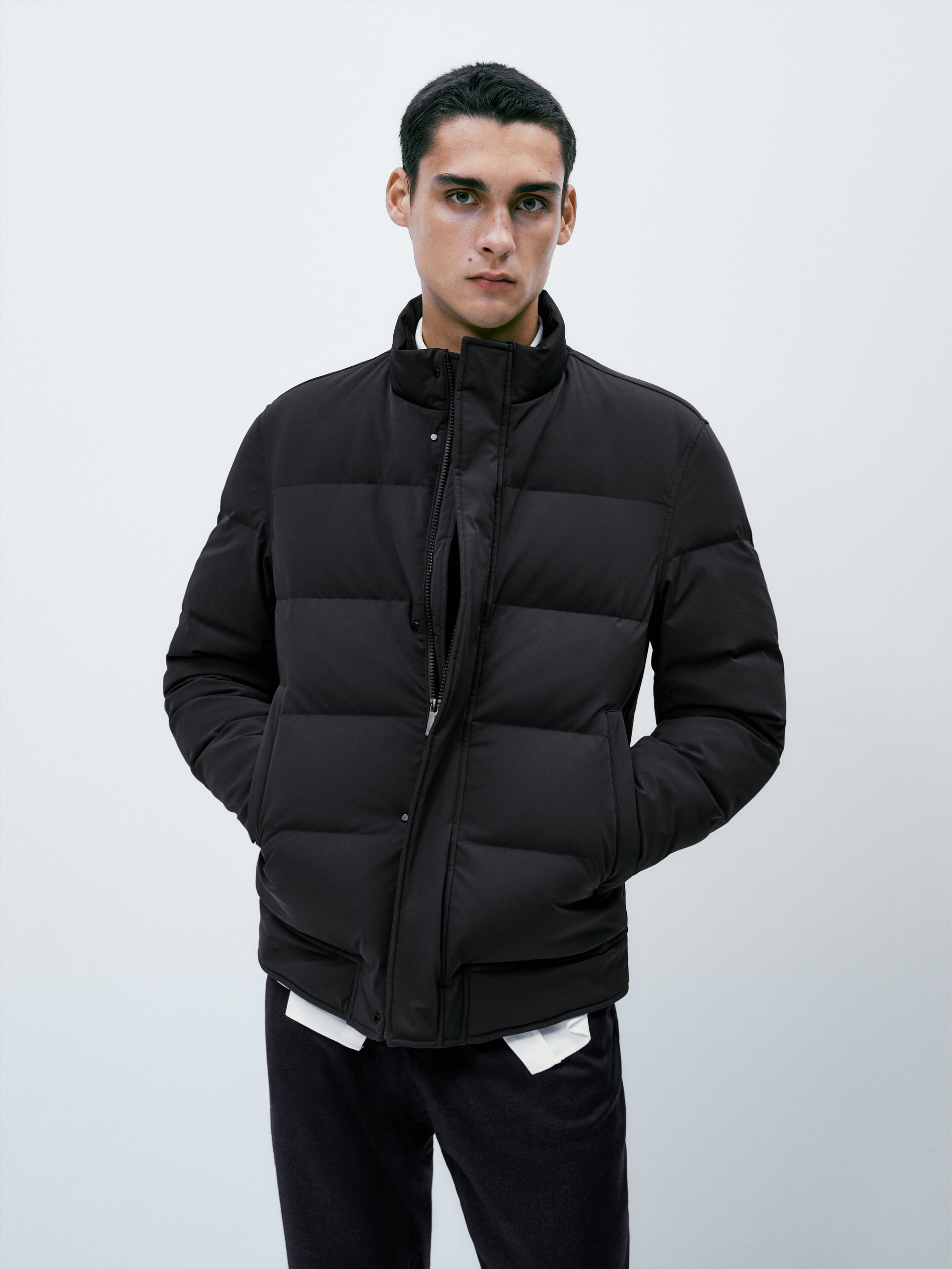 Chaqueta relleno plumón y plumas bi-stretch - AZUL MARINO