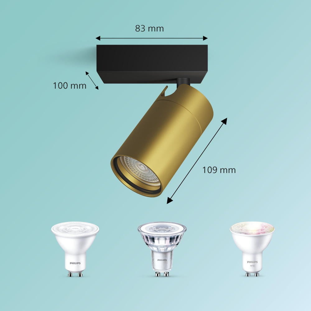 Idris wand- en plafondspot in goud en zwart GU10 IP44