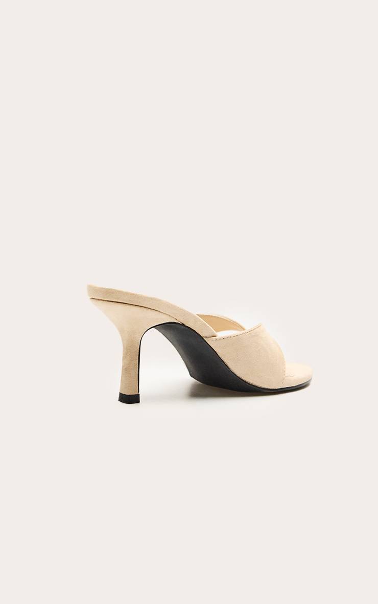 Gris Pierre Mules À Talons En Synthétique Avec Bride Entre-orteils
