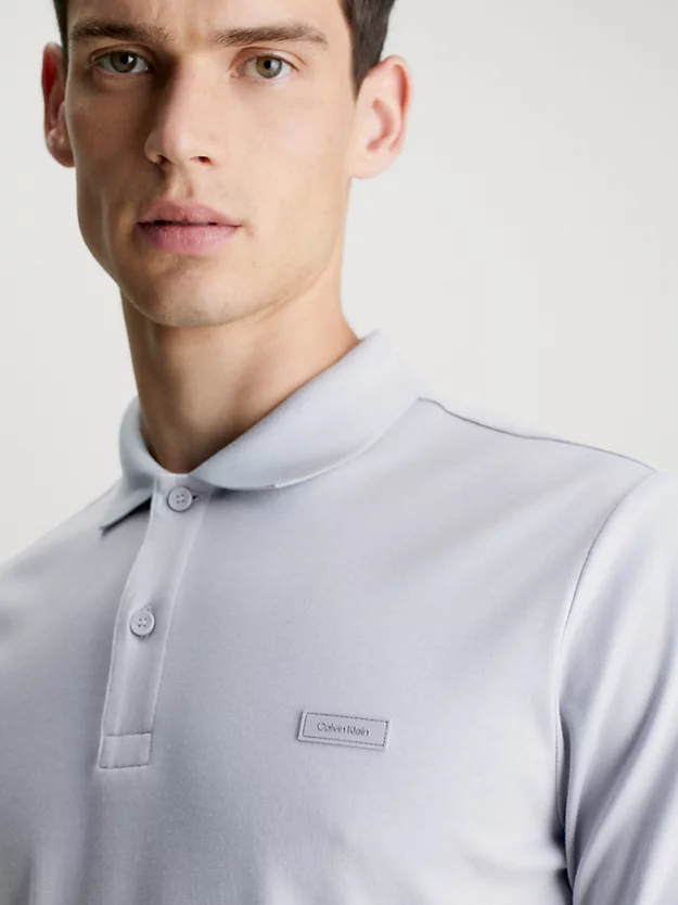 Camisa polo slim de manga comprida