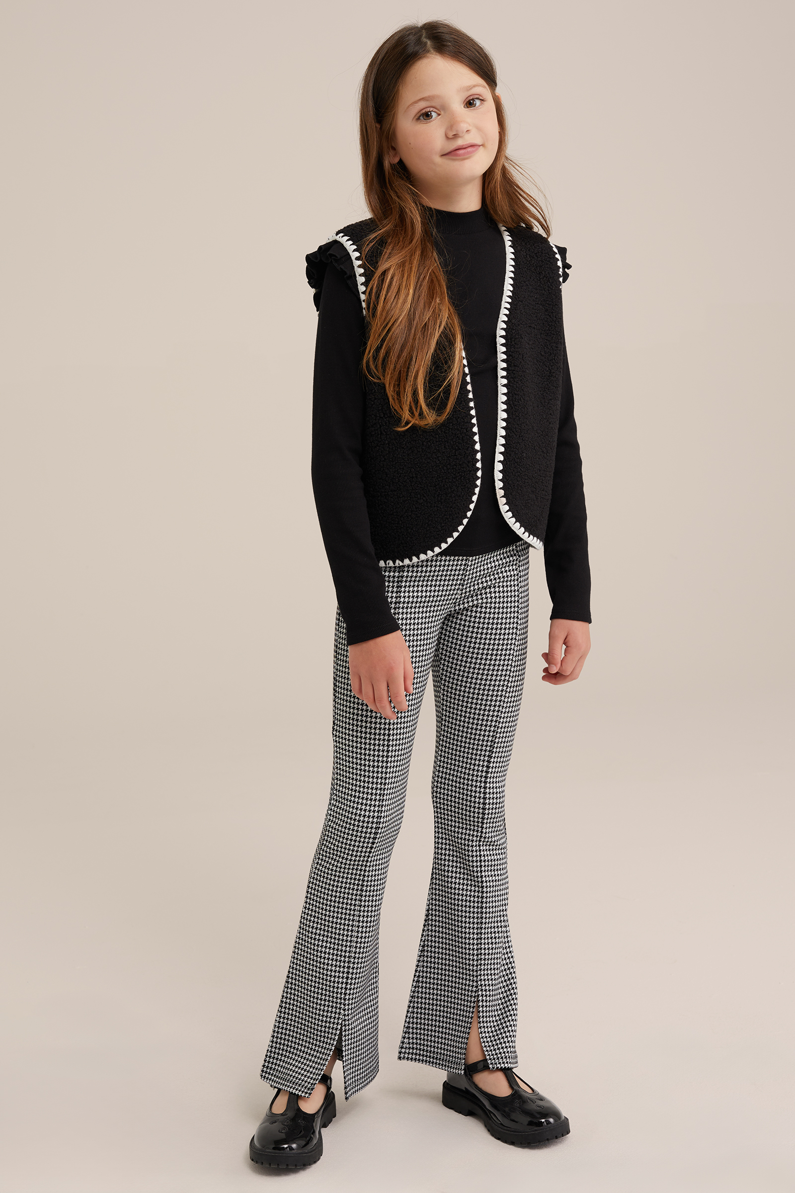 Meisjes flared legging met dessin WE Fashion Zwart