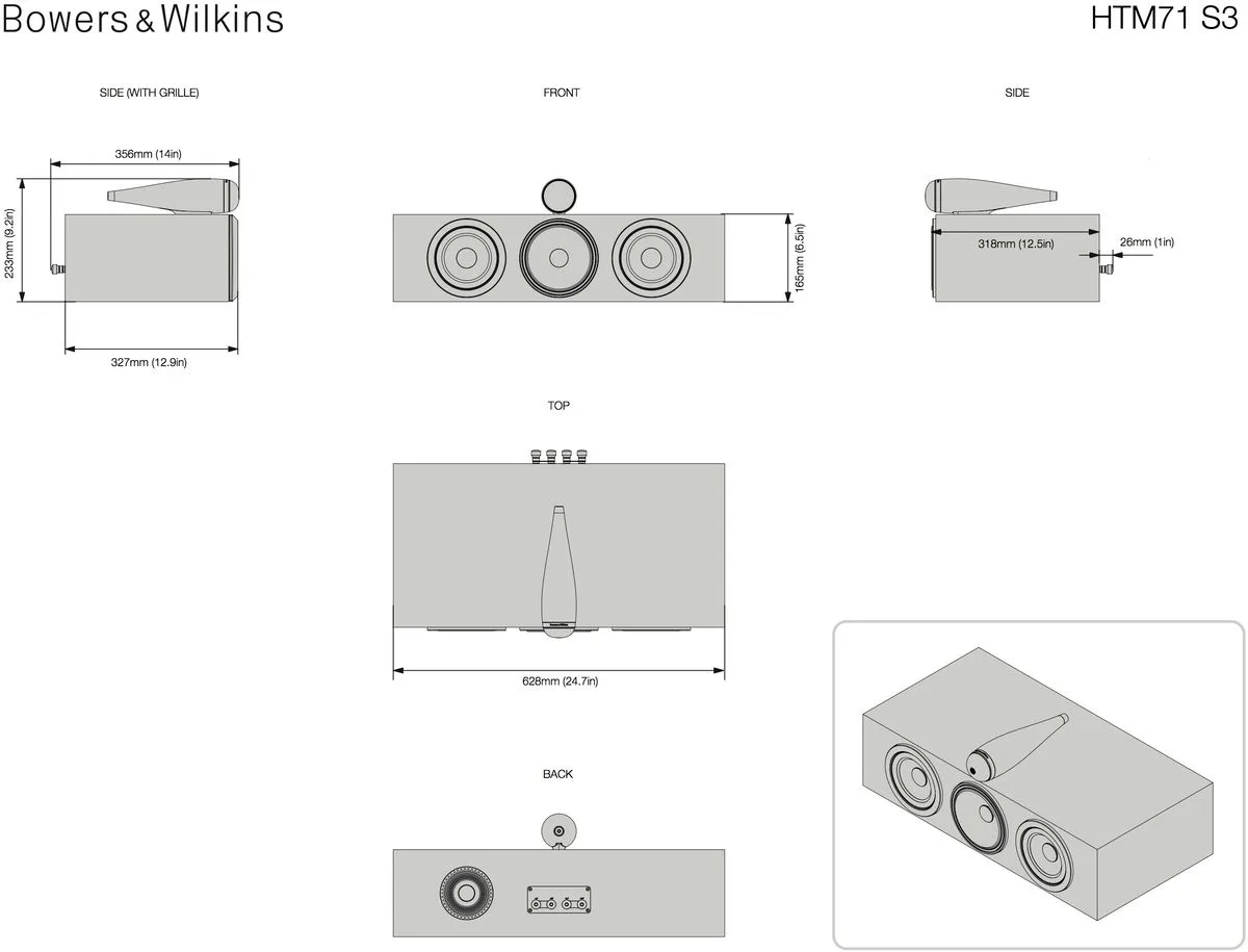 B&W HTM71 S3 Moka Enceintes centrales