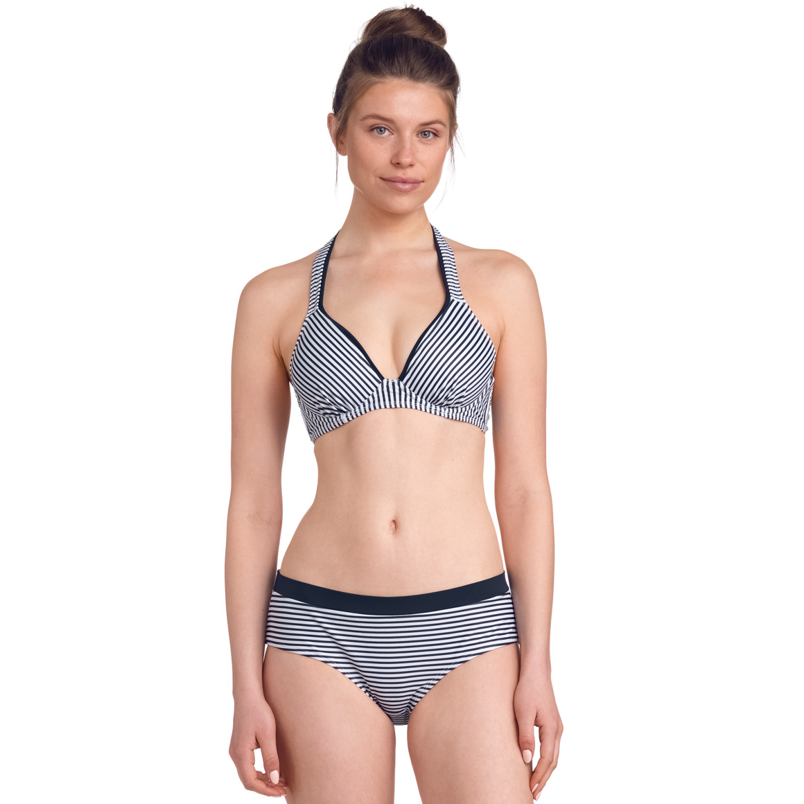Gina Benotti Damen Bikinipanty im Streifen-Look weiss / dunkelblau