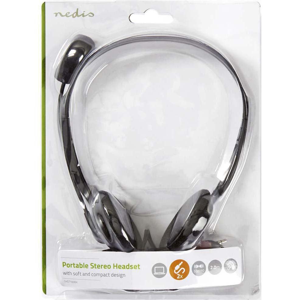 Nedis CHST100BK on-ear stereo PC-headset zwart