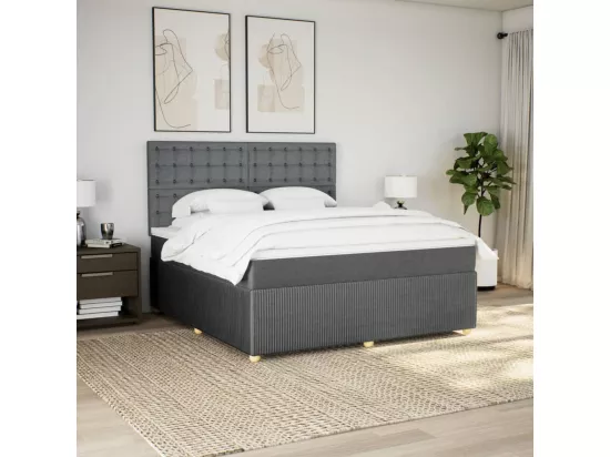 Sommier à lattes de lit avec matelas Gris foncé 180x200cm Tissu