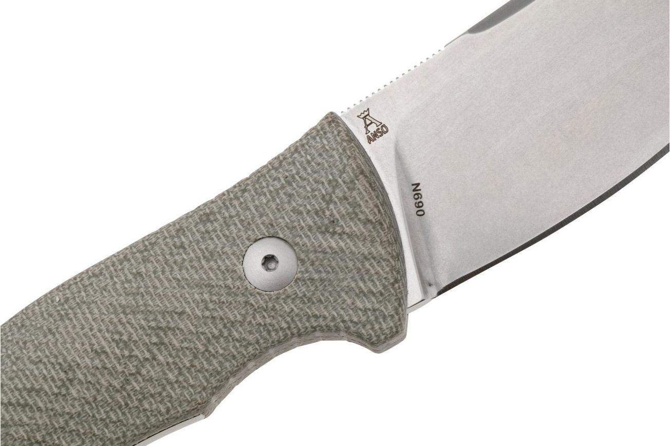 Viper Nordlys VT4044CG Stonewashed, Green Canvas Micarta, vaststaand mes, Jens Anso design