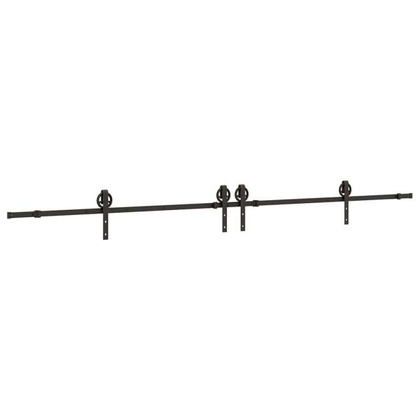 Kit de Ferragens para Porta Deslizante 366 cm Aço Preto - 1854447037