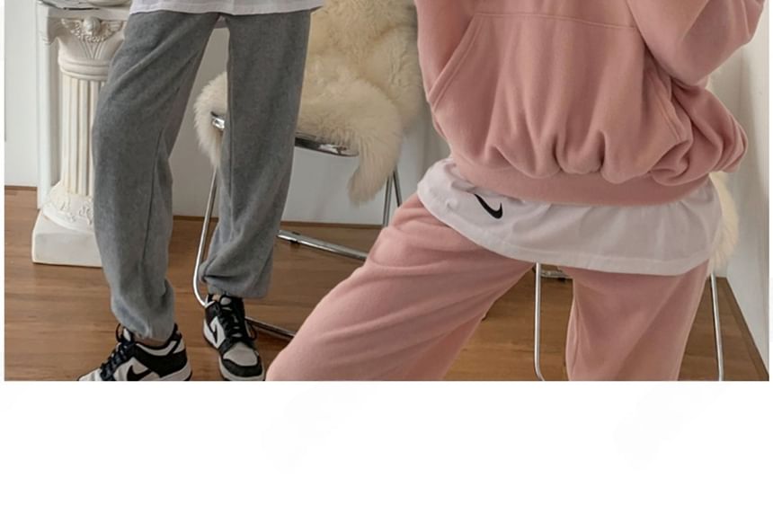 Chubby Girl - Set: Half-Zip Hoodie + Elastische Taille Effen Joggingbroek