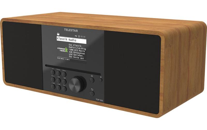 Internet Radio TOP 300 Braun/Holz<br>Stereo-Radio mit CD-Player, DAB+/FM und Internetradio