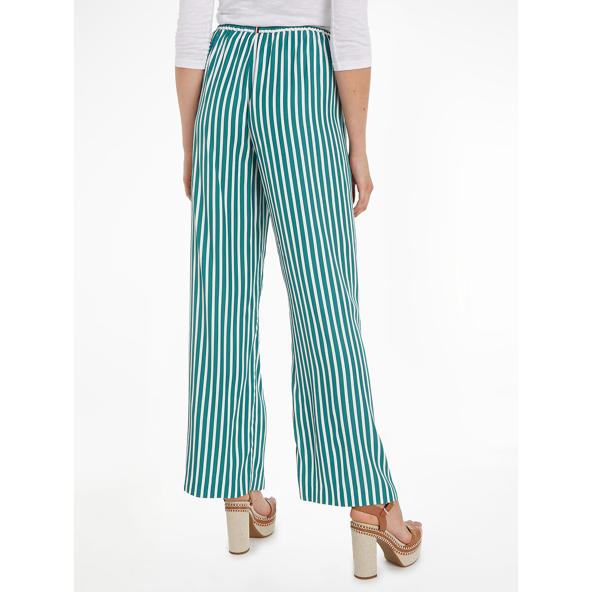 TOMMY HILFIGER<br>Calças listradas, pernas largas, cintura elástica
