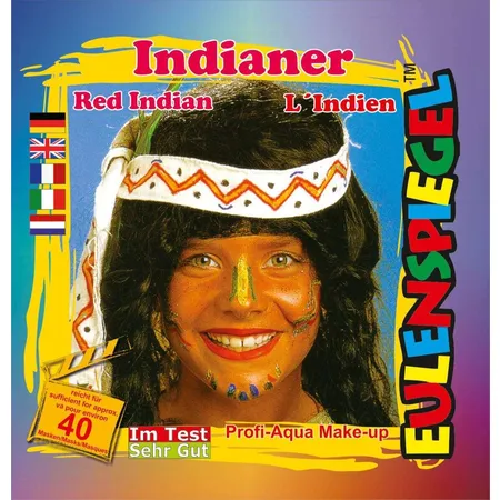 Eulenspiegel Profi Aqua Schminke Motivset Indianer, 4 Farben
