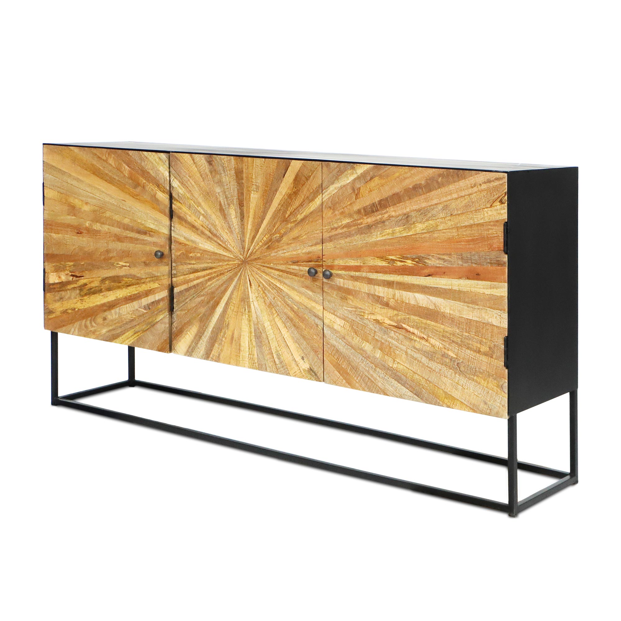 Sideboard 'Denford' mit 3 Türen, Mangoholz und Eisen, B 180 cm, H 90 cm, L 40 cm von fischer's lagerhaus