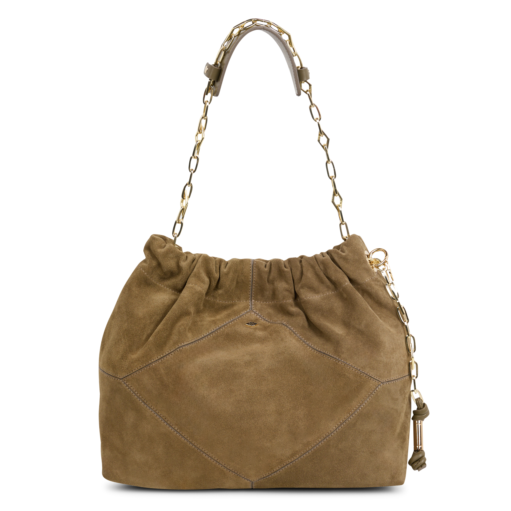 JUNE - Sac bandoulière tote en cuir velours | Kaki