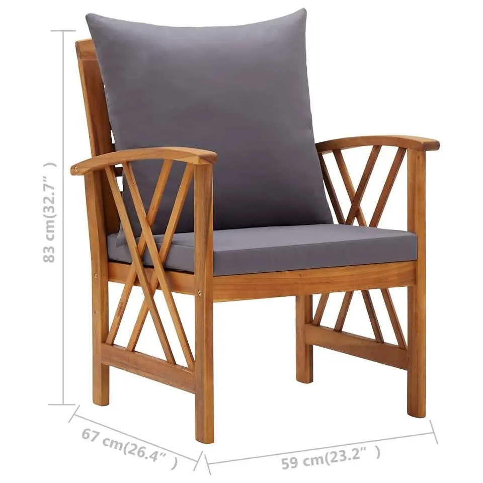 vidaXL - Tuinstoel - Grijs - Hout - 2 stuks