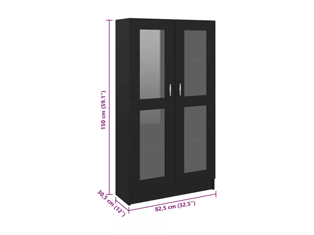 Armoire à vitrine Noir 82,5x30,5x150 cm Bois d'ingénierie