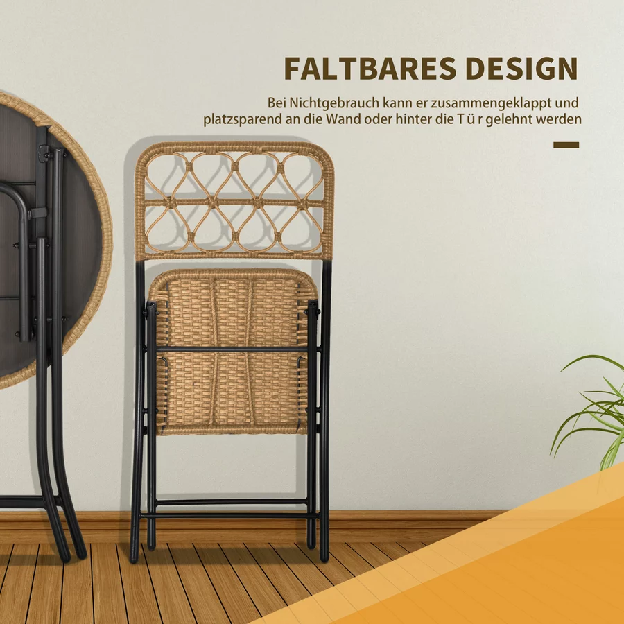 Outsunny 3-teilige Sitzgruppe faltbar natur