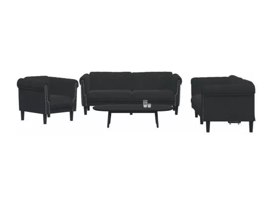 Ensemble de canapés 3 pcs noir velours