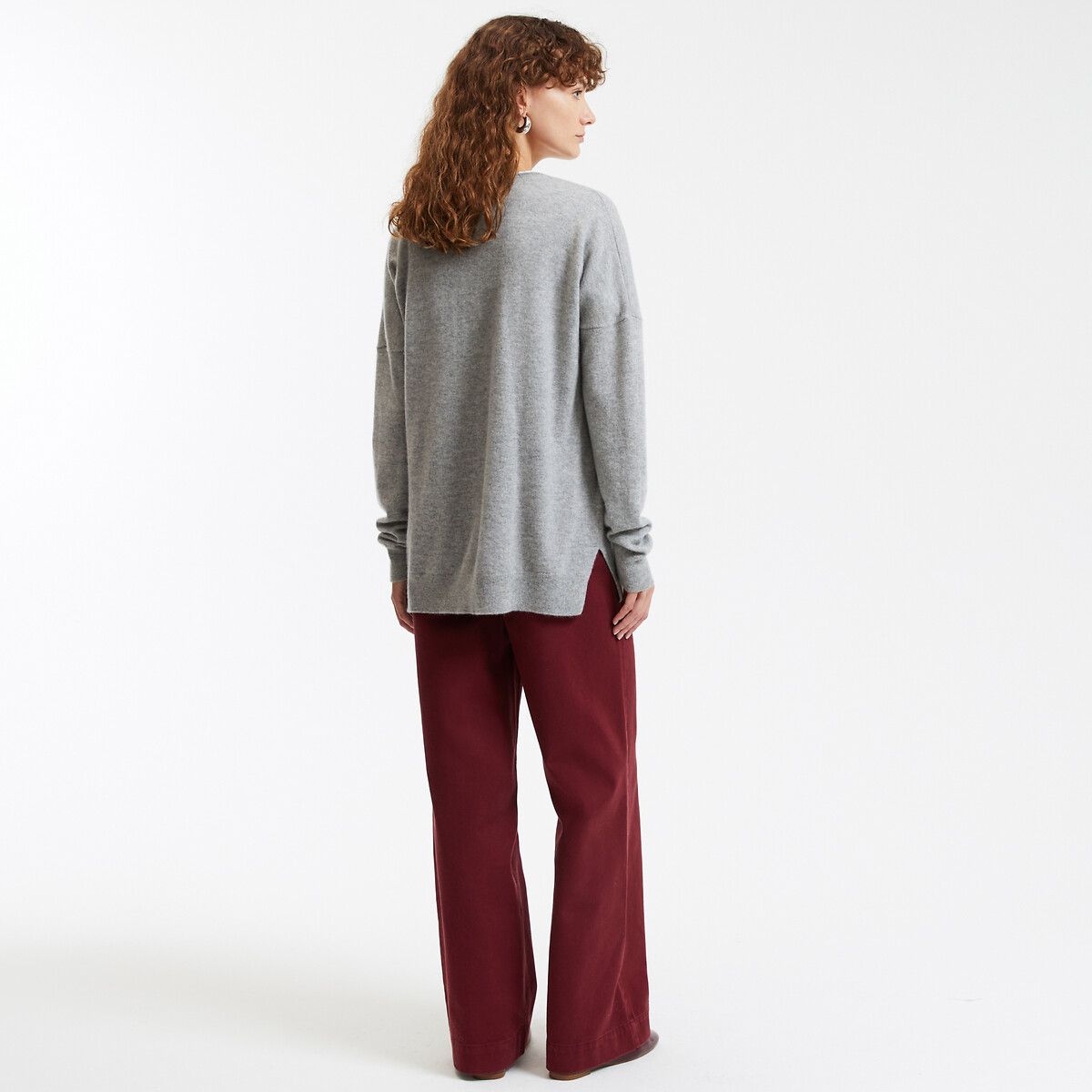 COLEÇÕES LA REDOUTE<br>Suéter de cashmere, decote em V, modelagem ampla