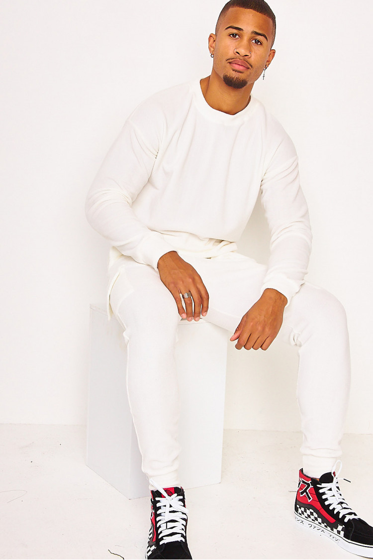 Pantalon de jogging blanc en polaire
