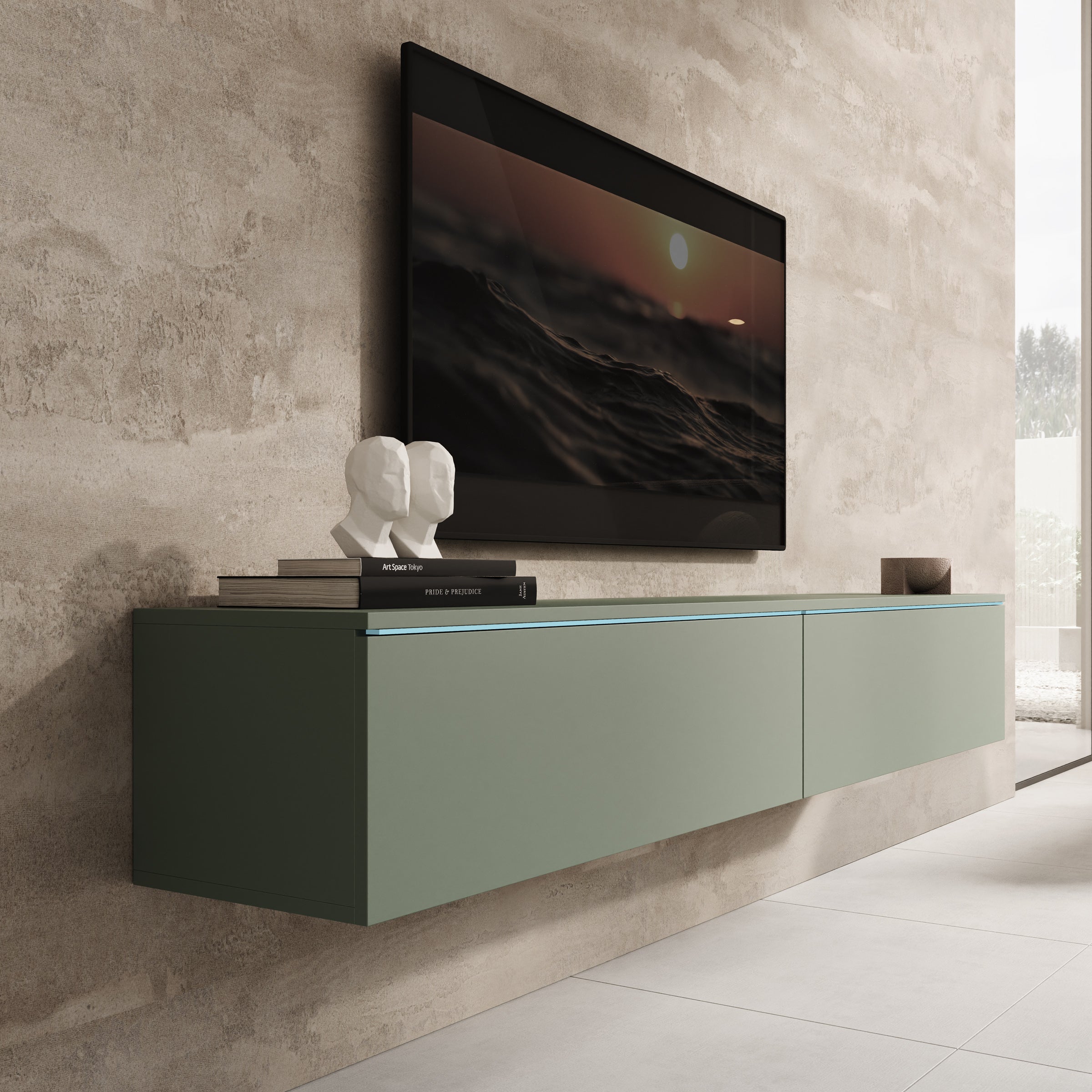 Dixon - TV-Meubel - Groen - 180x33x30 cm