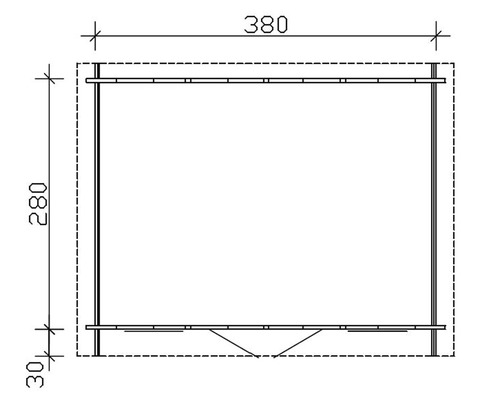 Blokhut Konsta Bergen 45 mm met vloer 420 x 330 cm naturel