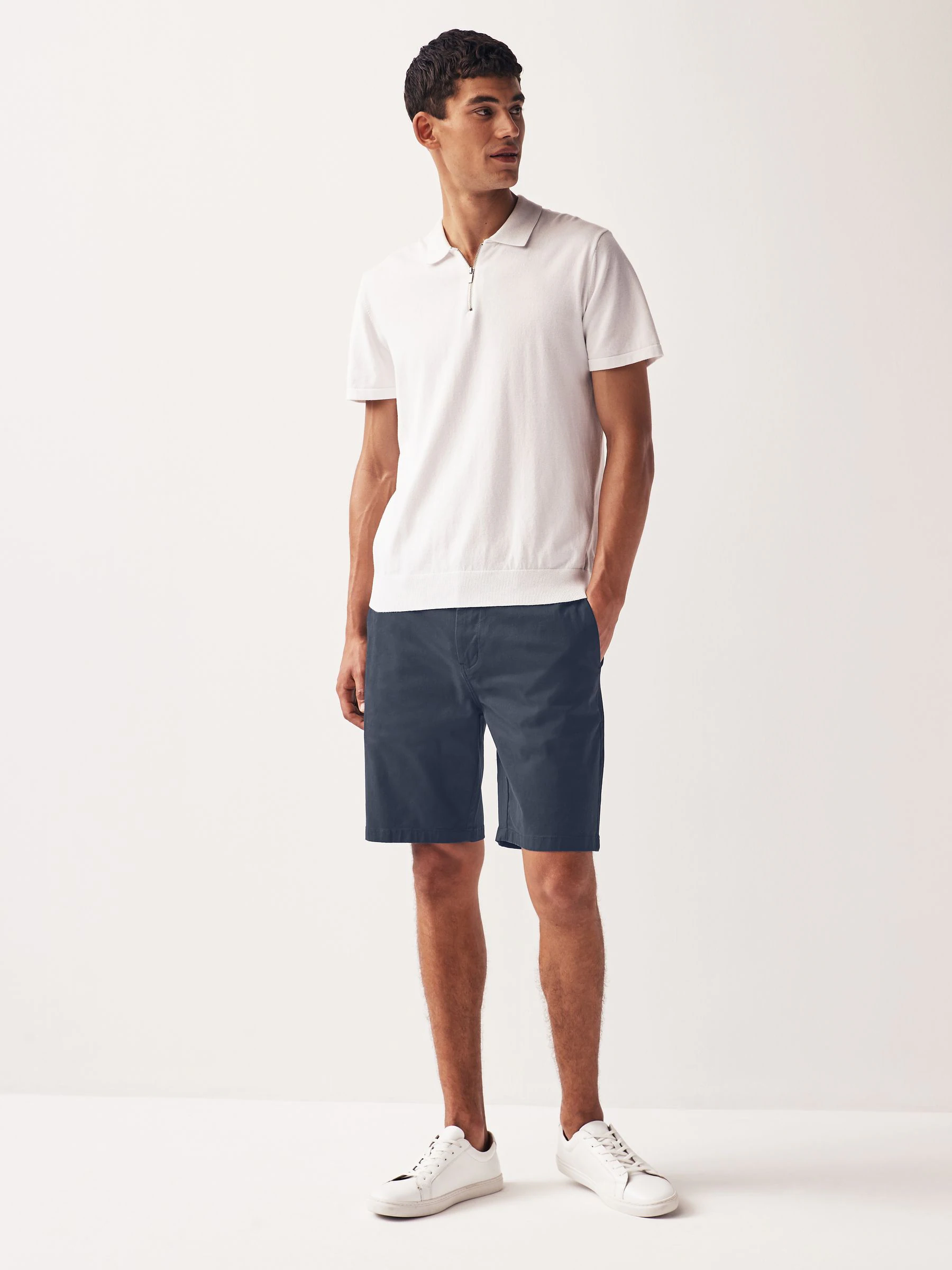 Normaal blauw - Straight fit - Chinoshort met stretch